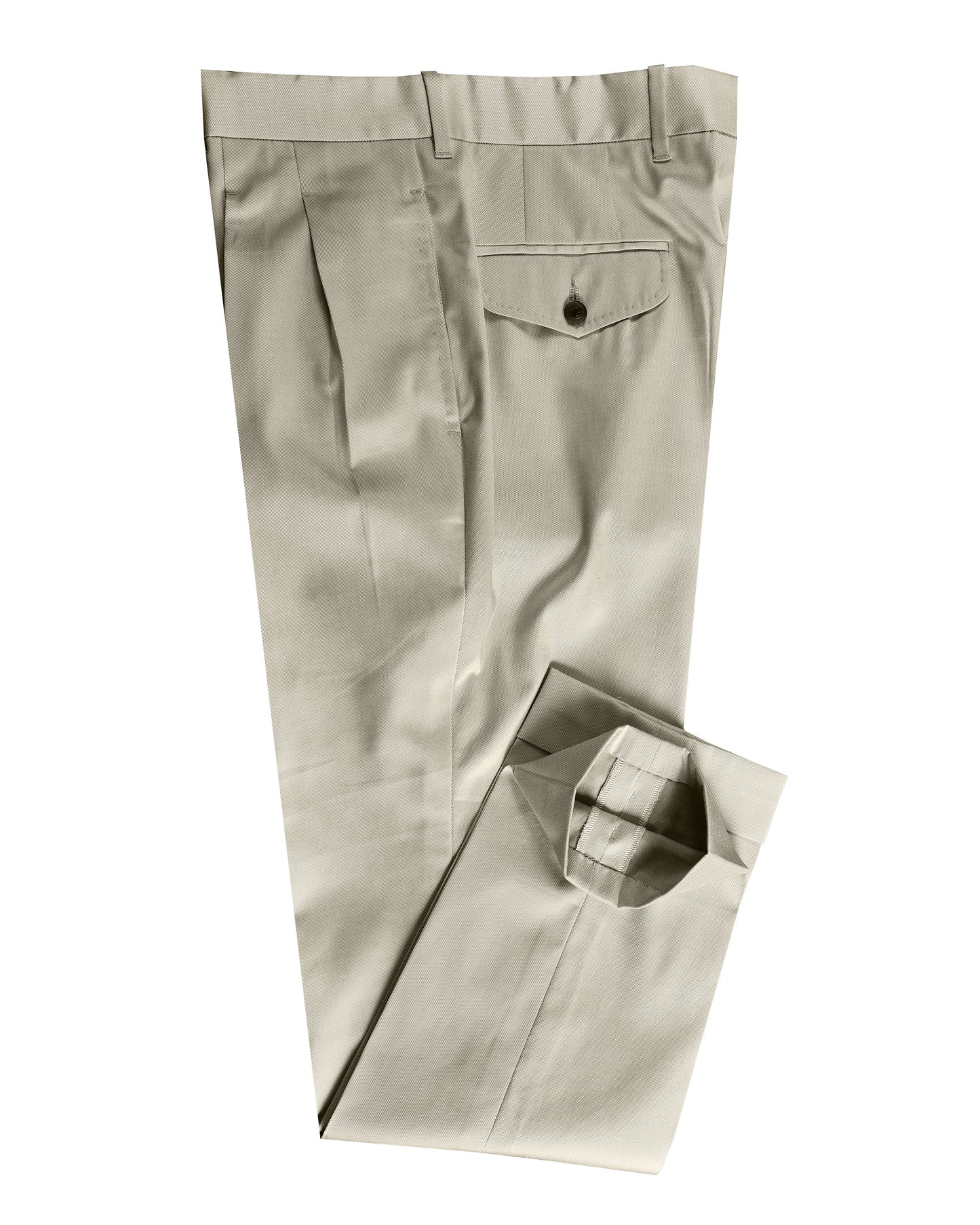 Pleated Ivory Cotton Twill Dress Pant