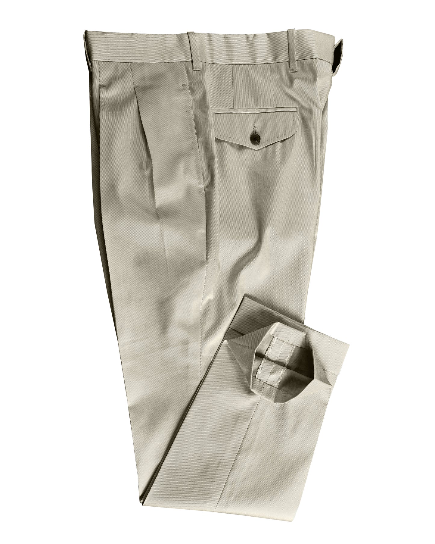 Pleated Ivory Cotton Twill Dress Pant