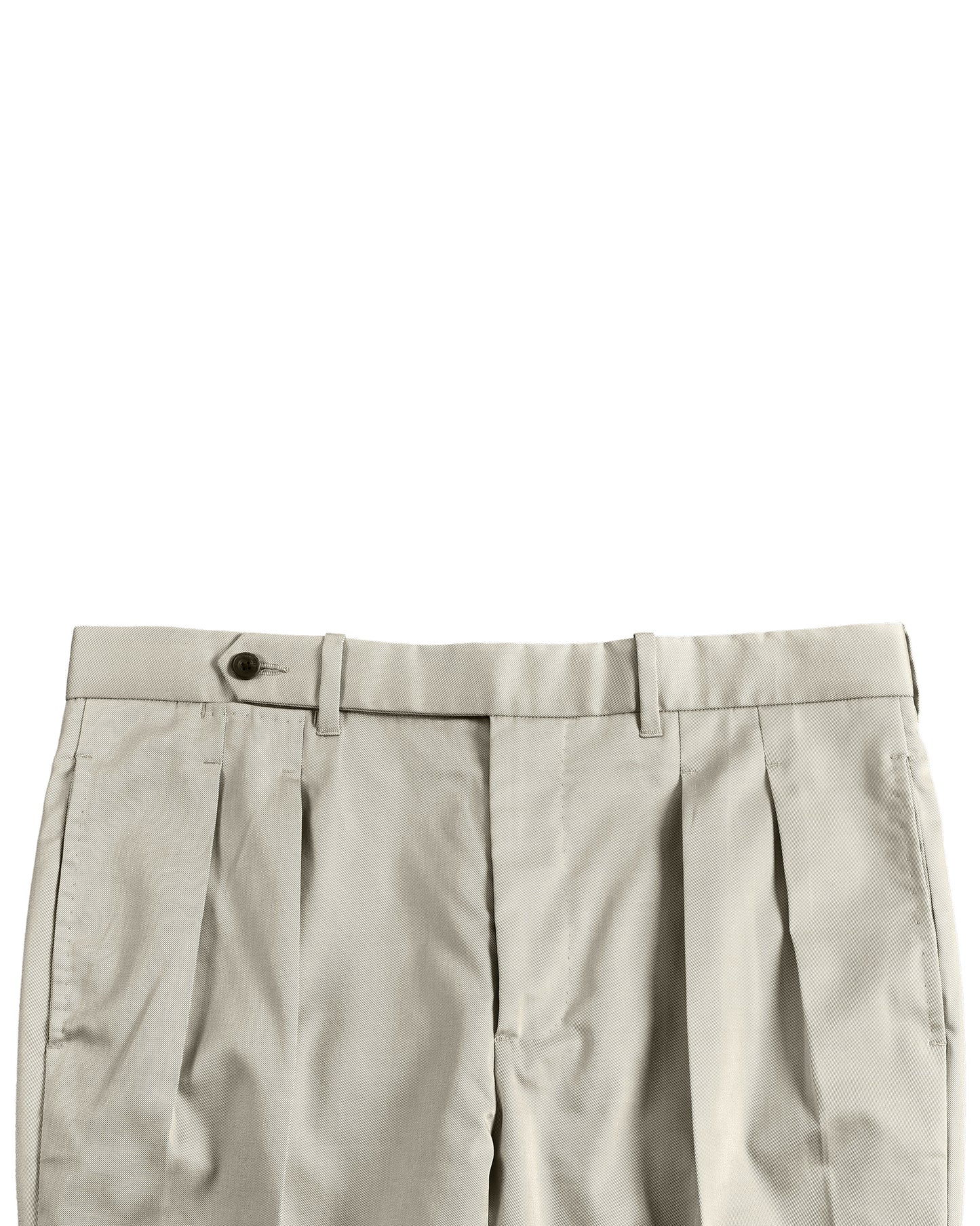 Pleated Ivory Cotton Twill Dress Pant