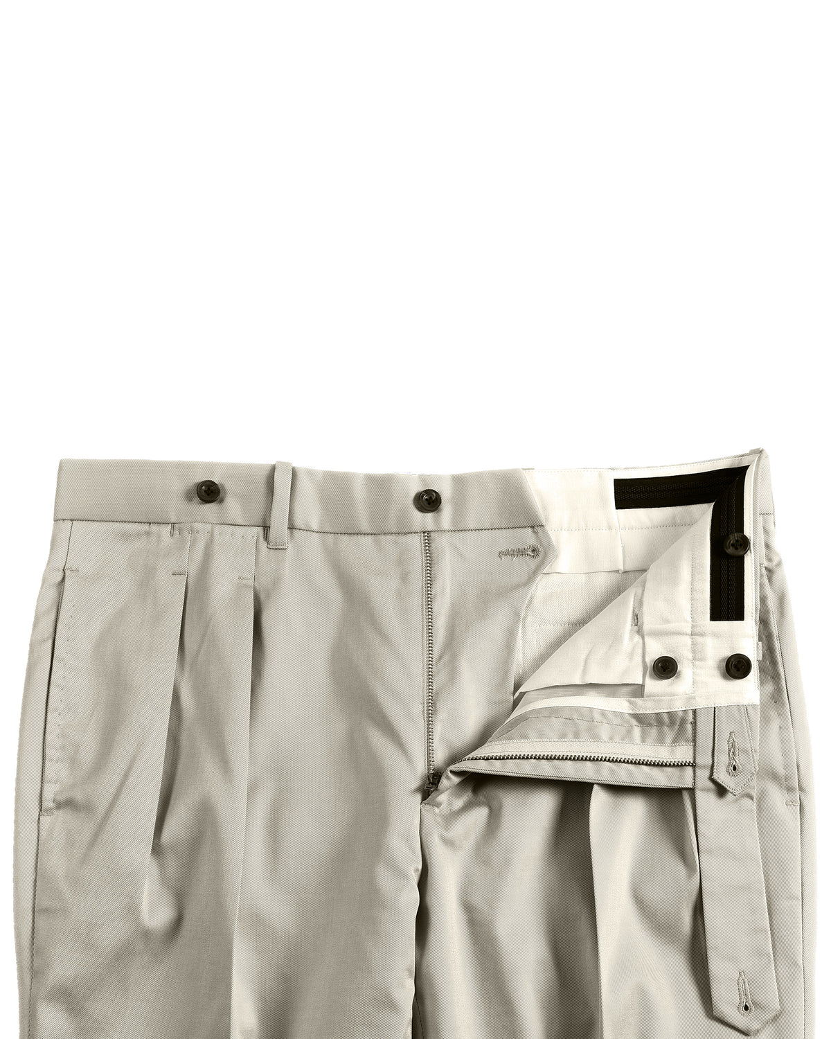 Pleated Ivory Cotton Twill Dress Pant - 4