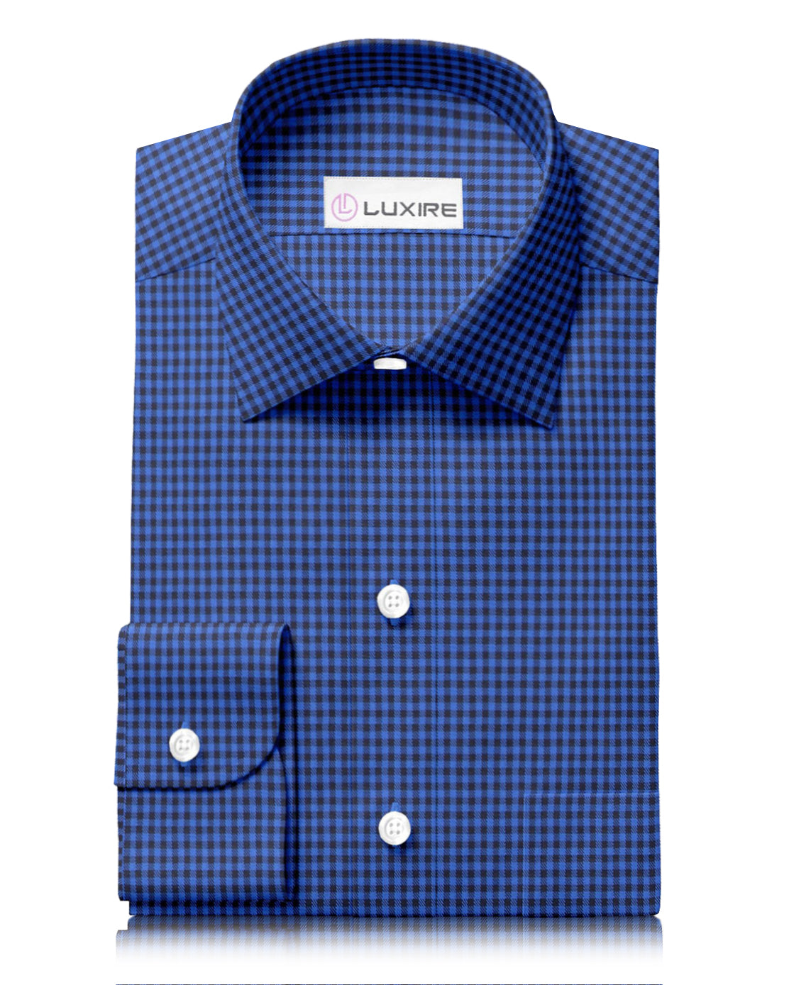 Navy Black Small Gingham Twill