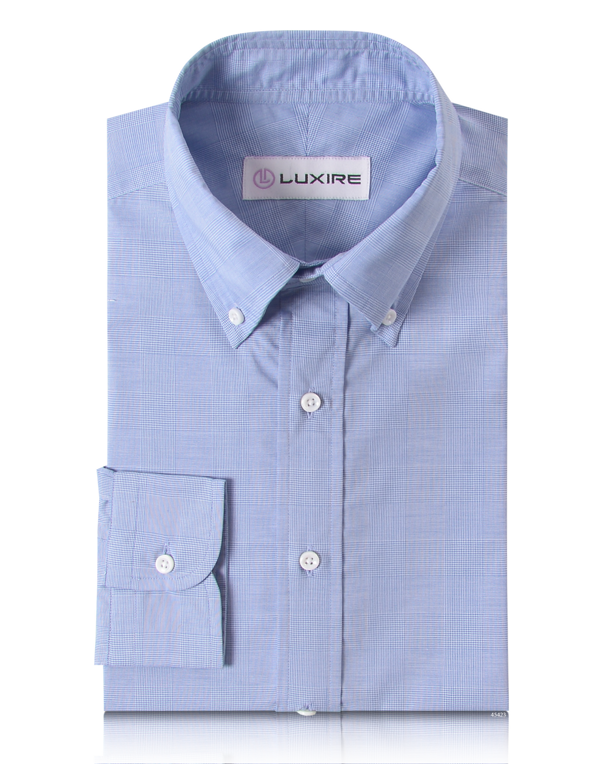 Glen Plaid Blue on White Shirt - 1