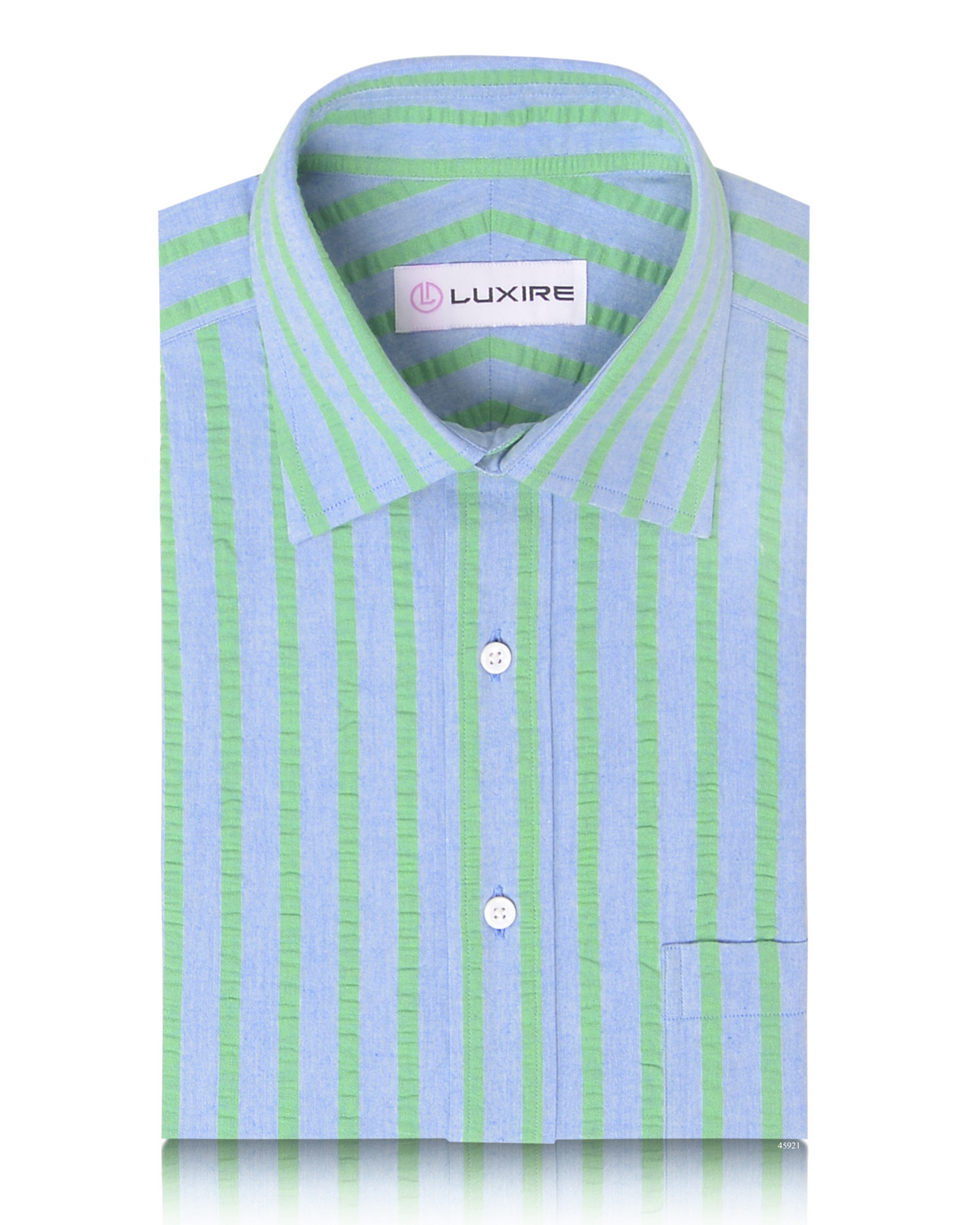 Cotton Blue Green Seersucker Shirt - 1