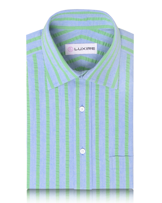 Cotton Blue Green Seersucker Shirt