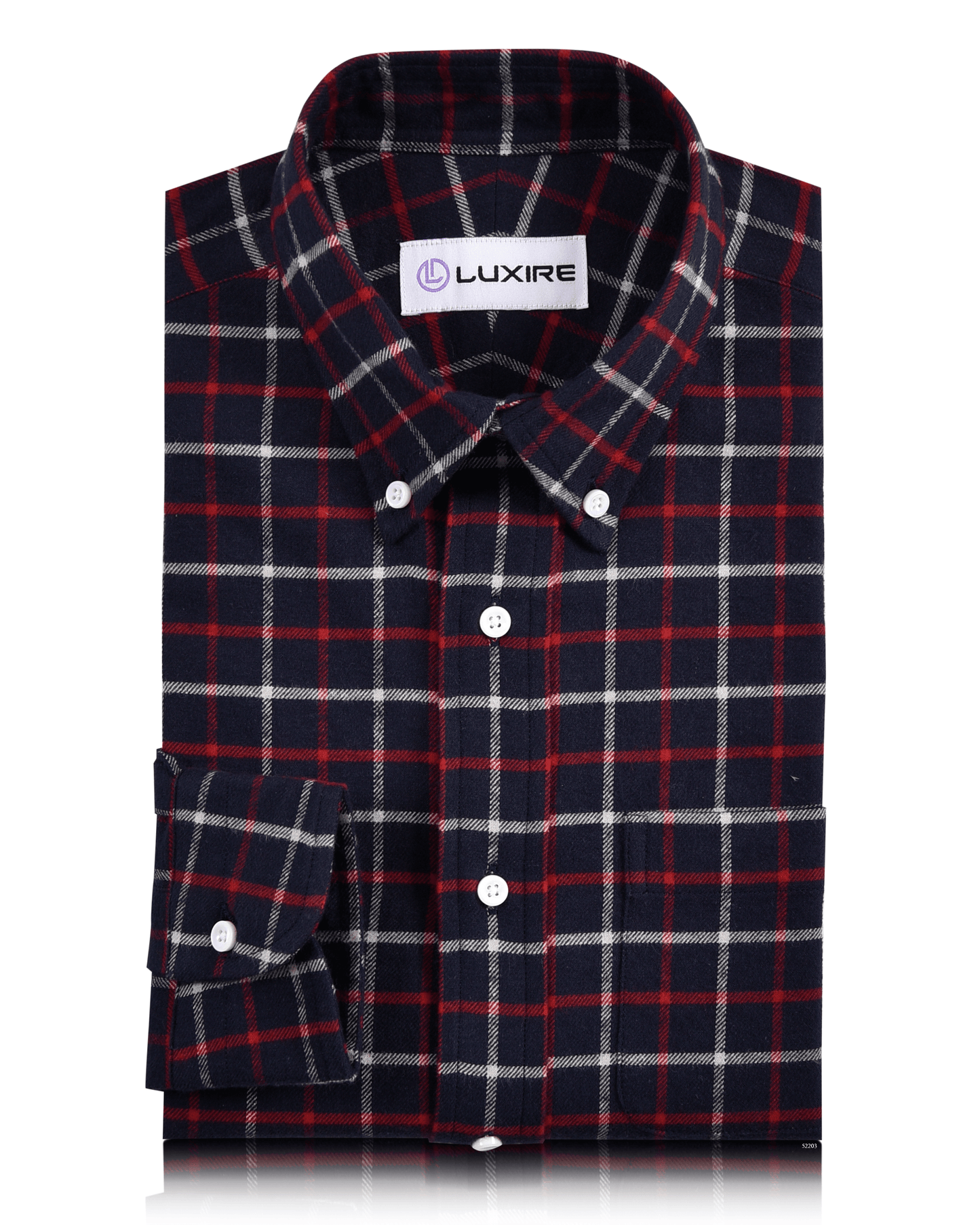 Red White on Navy Tattersall Twill Flannel Work Shirt