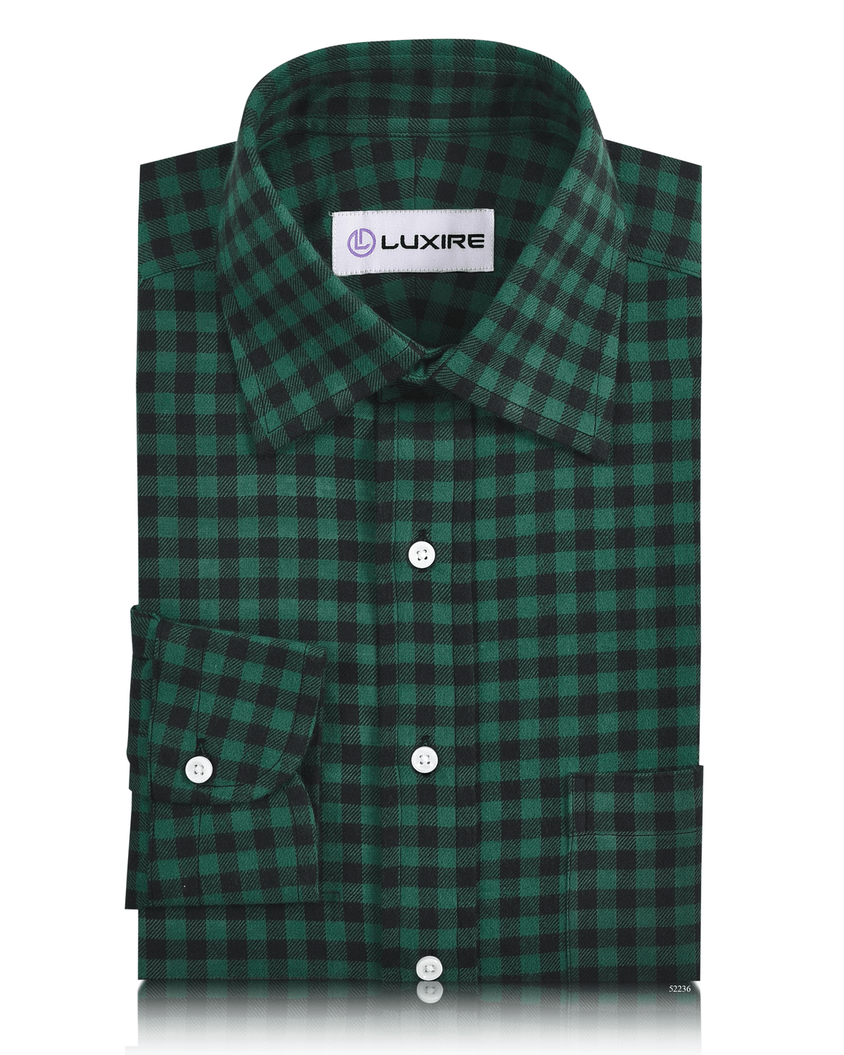 Green Black Gingham Twill Flannel - 1