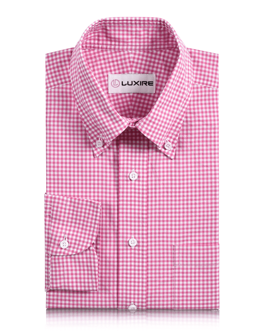 Pink White Gingham Check Shirt