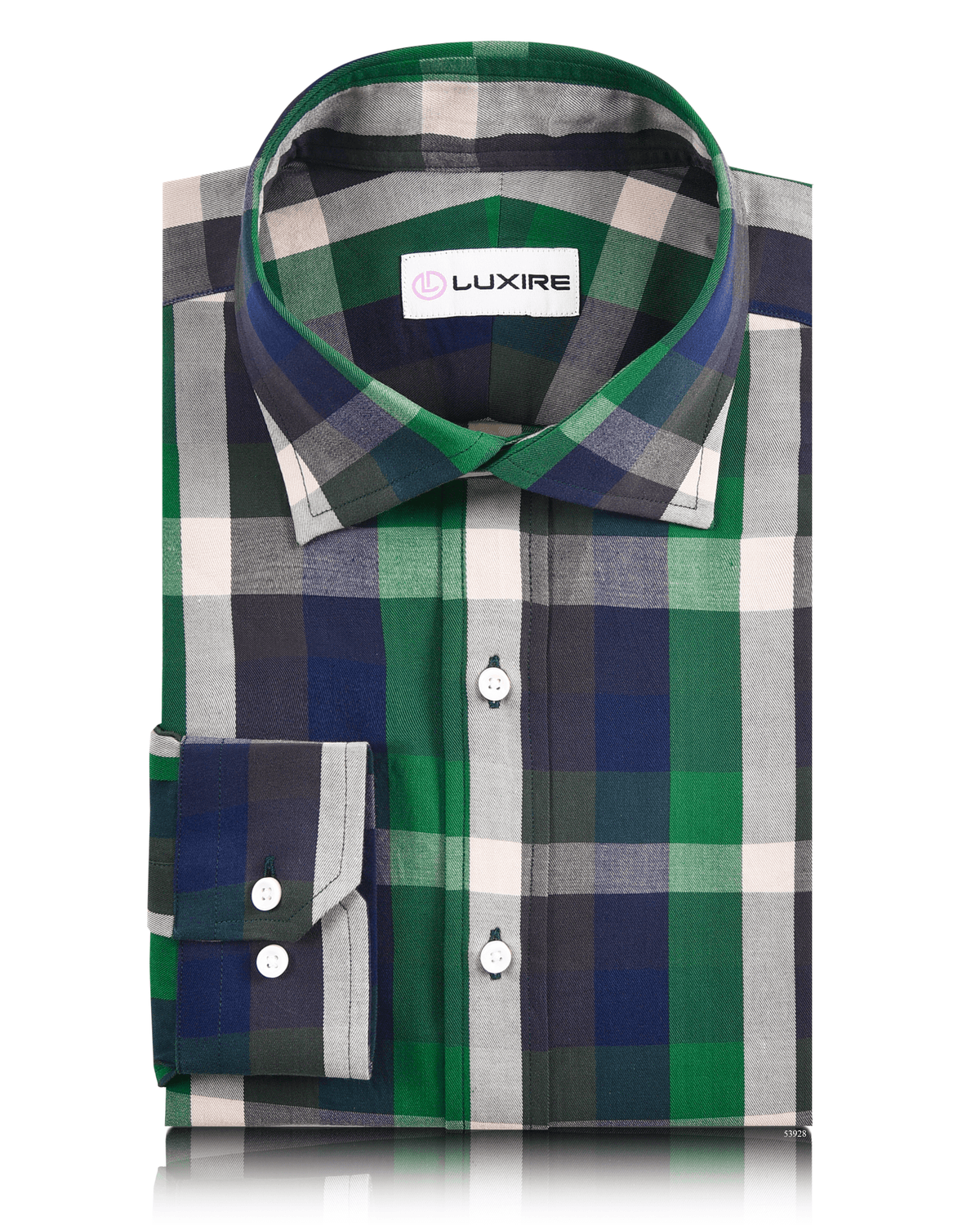 Twill: Green Navy Checks - 1