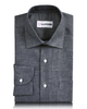 Front of the custom linen shirt for men in greyish navy by Luxire Clothing