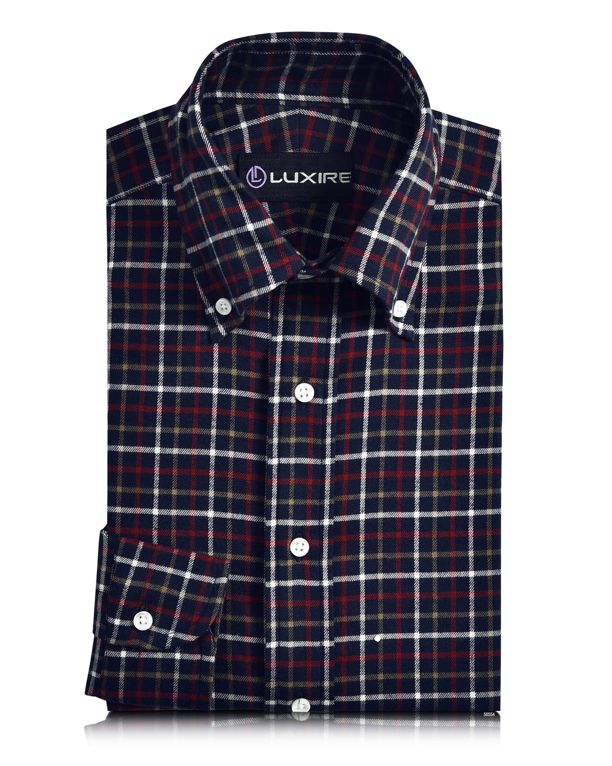 Red Bronze Navy Tattersall Flannel Work Shirt - 1