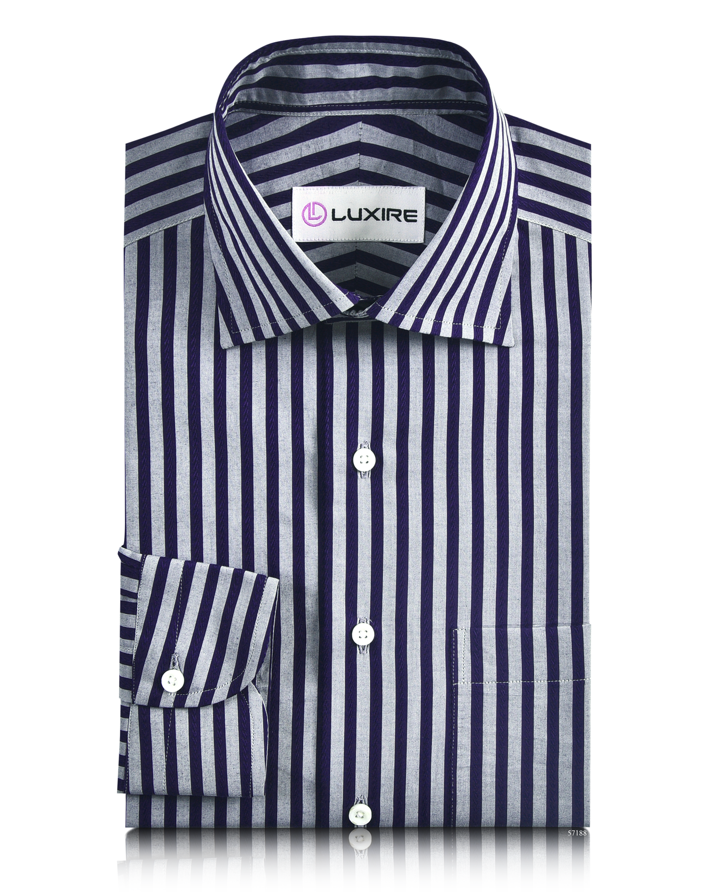 Grey Navy Bengal Stripes 120/2 Shirt