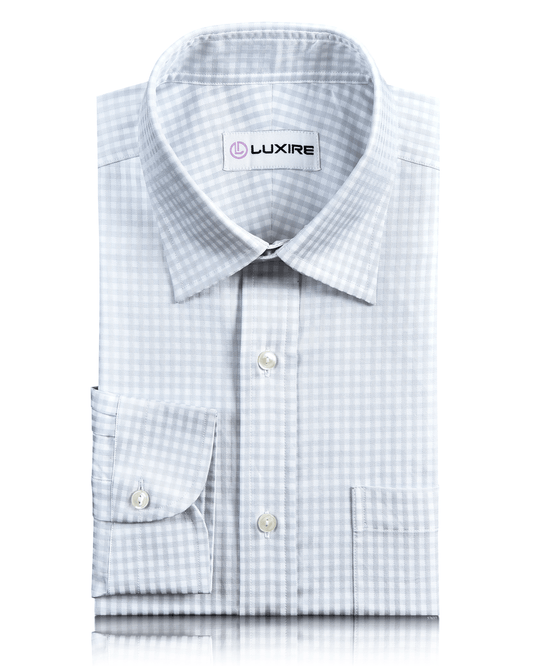 Zegna White Grey Gingham Shirt