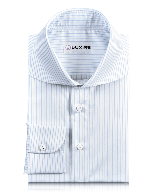 Luxire Priviledge: Pale Blue Pin Stripes On White Dobby Shirt