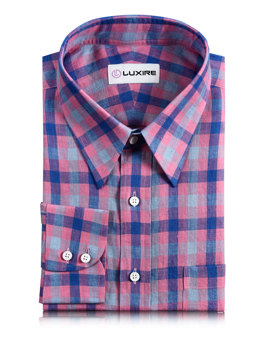 Linen: Pink Blue Gingham Checks