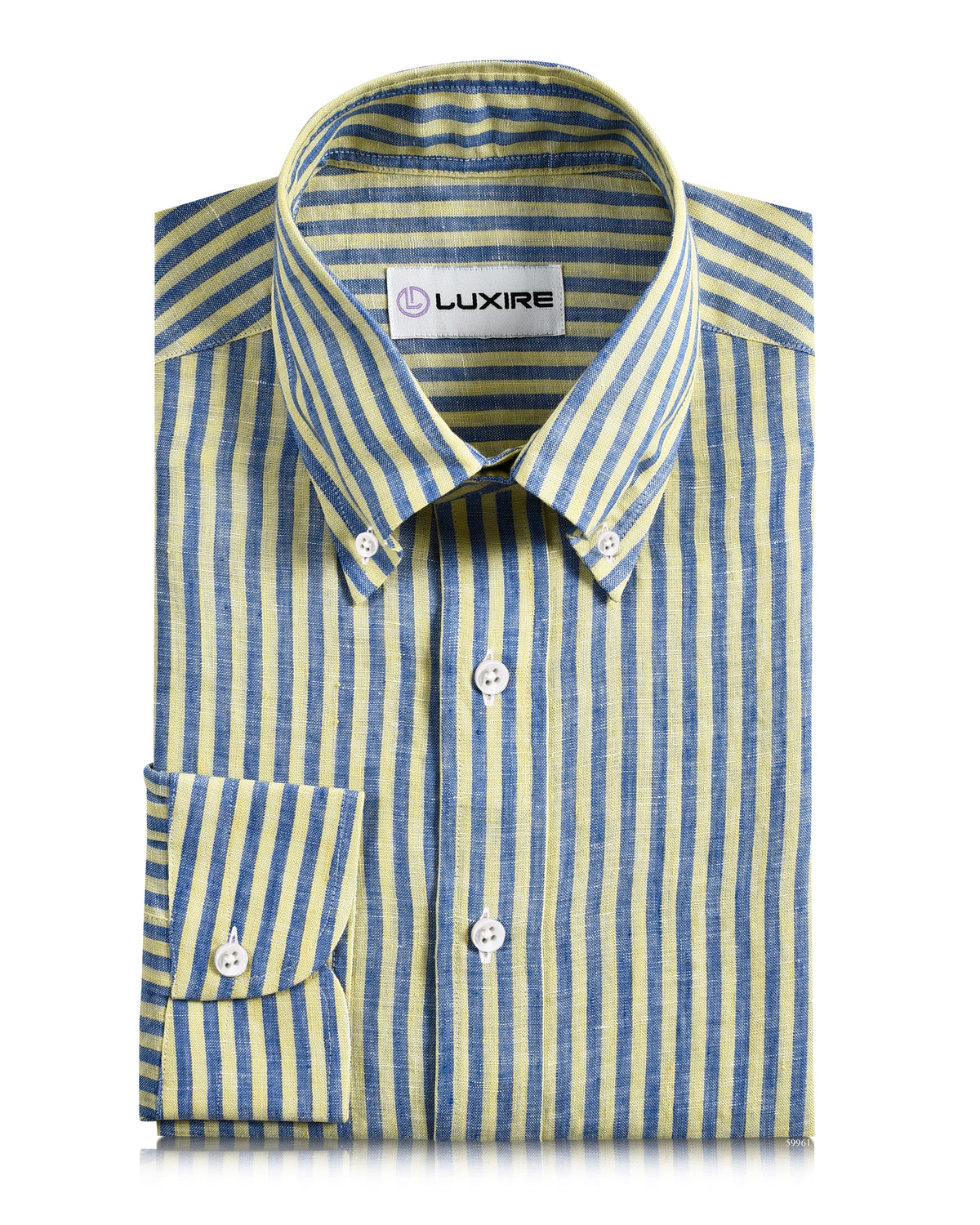 Linen: Yellow Blue Dress Stripes - 1