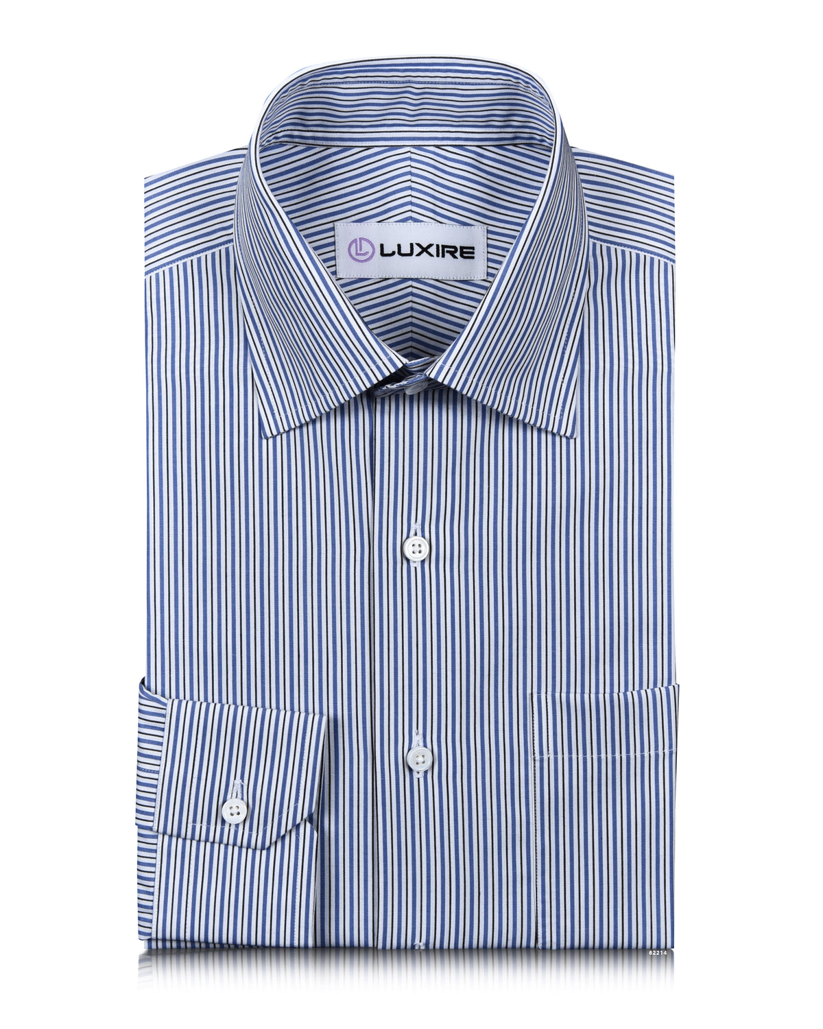 White Blue Black Alternate Pencil Stripes on White - 1