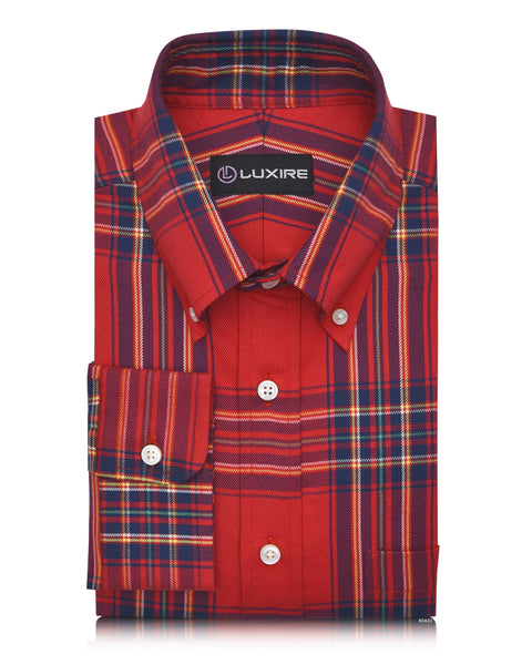Red Navy Blue Tartan Flannel Shirt