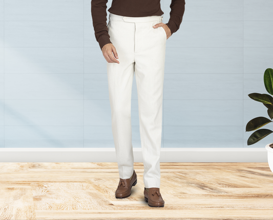 Cream Wool Flannel Pant