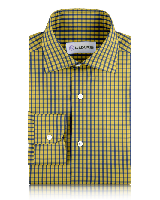 Friday Shirt:Blue Windowpane Checks On Yellow