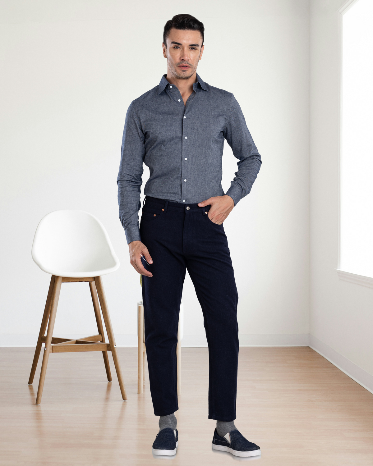 Twill Flannel Dark Blue Shirt - 5