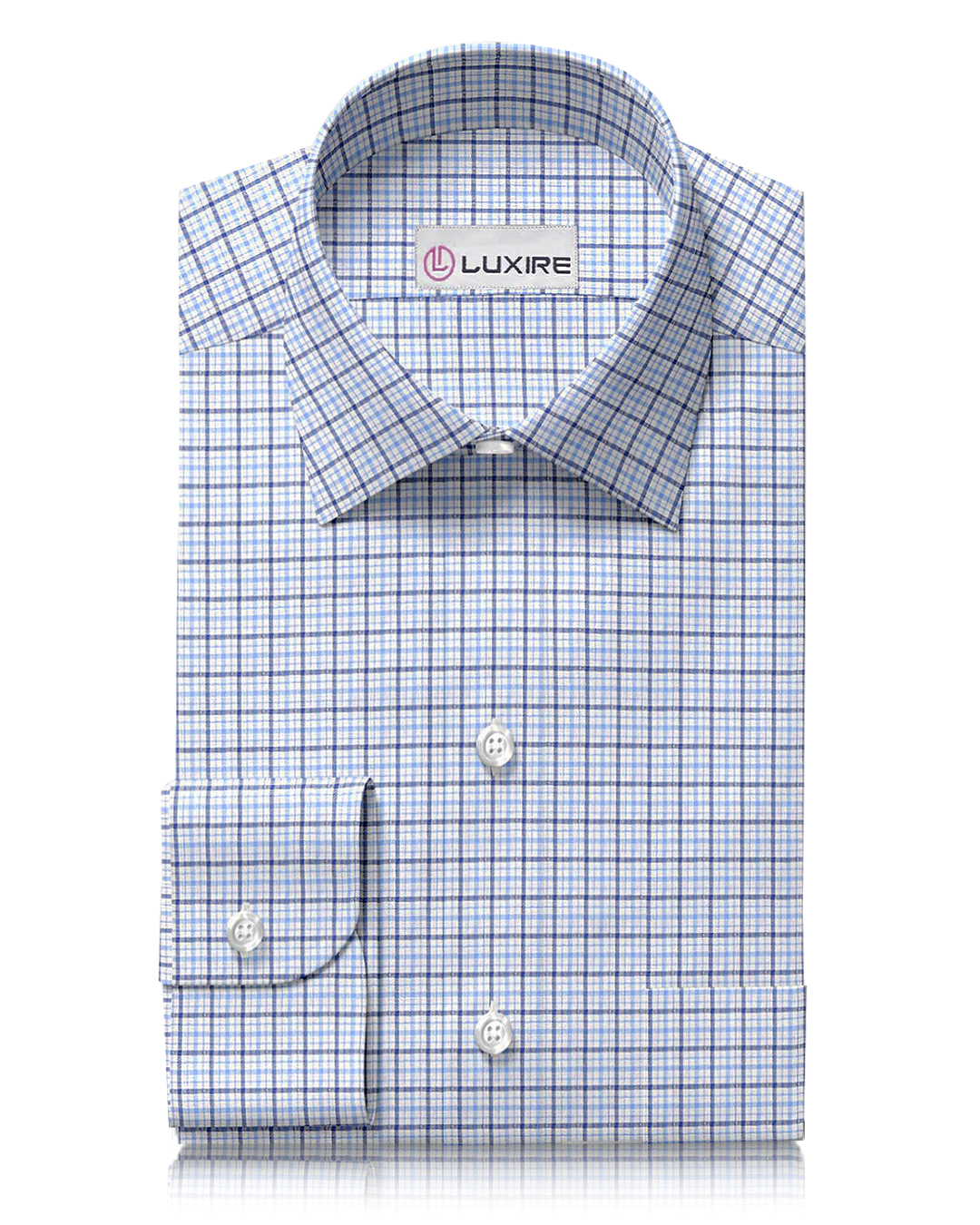 Linen: Shades Of Blue Stripes Tattersall - 1