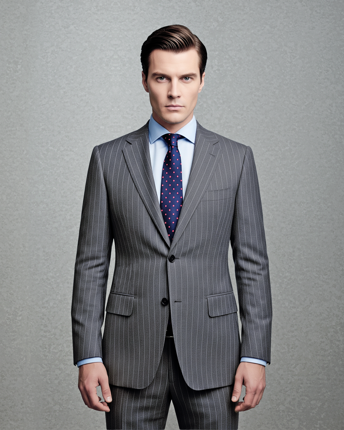 Grey Wool Pinstripes Suit - 1