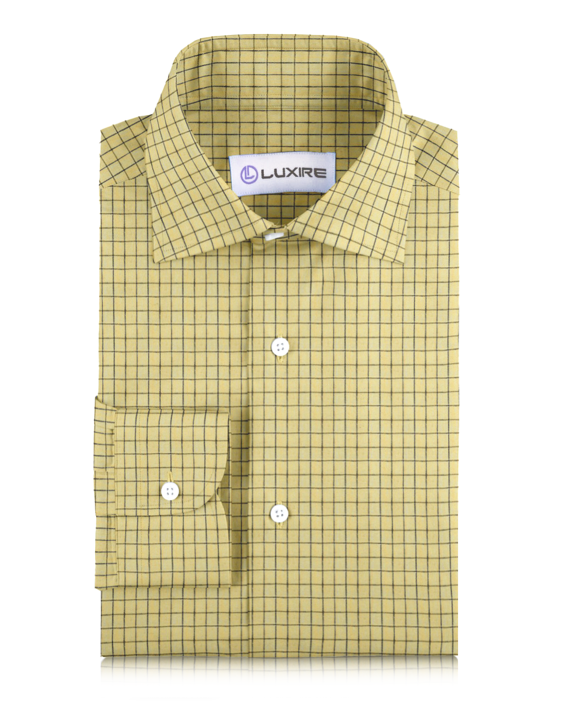 Linen: Yellow with Blue Black Graph Checks - 1