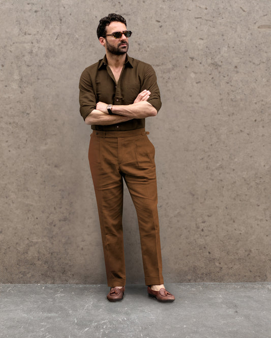 Linen Fresco Tobacco Dress Pant