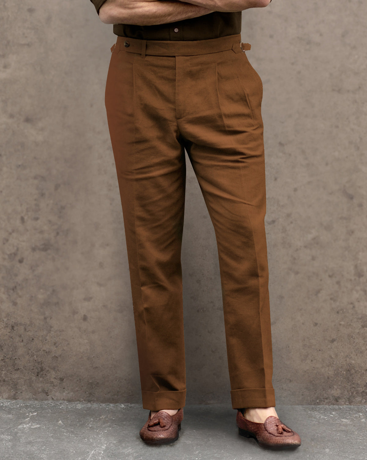 Linen Fresco Tobacco Dress Pant - 1