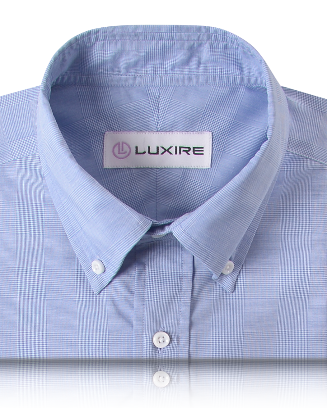 Glen Plaid Blue on White Shirt - 2