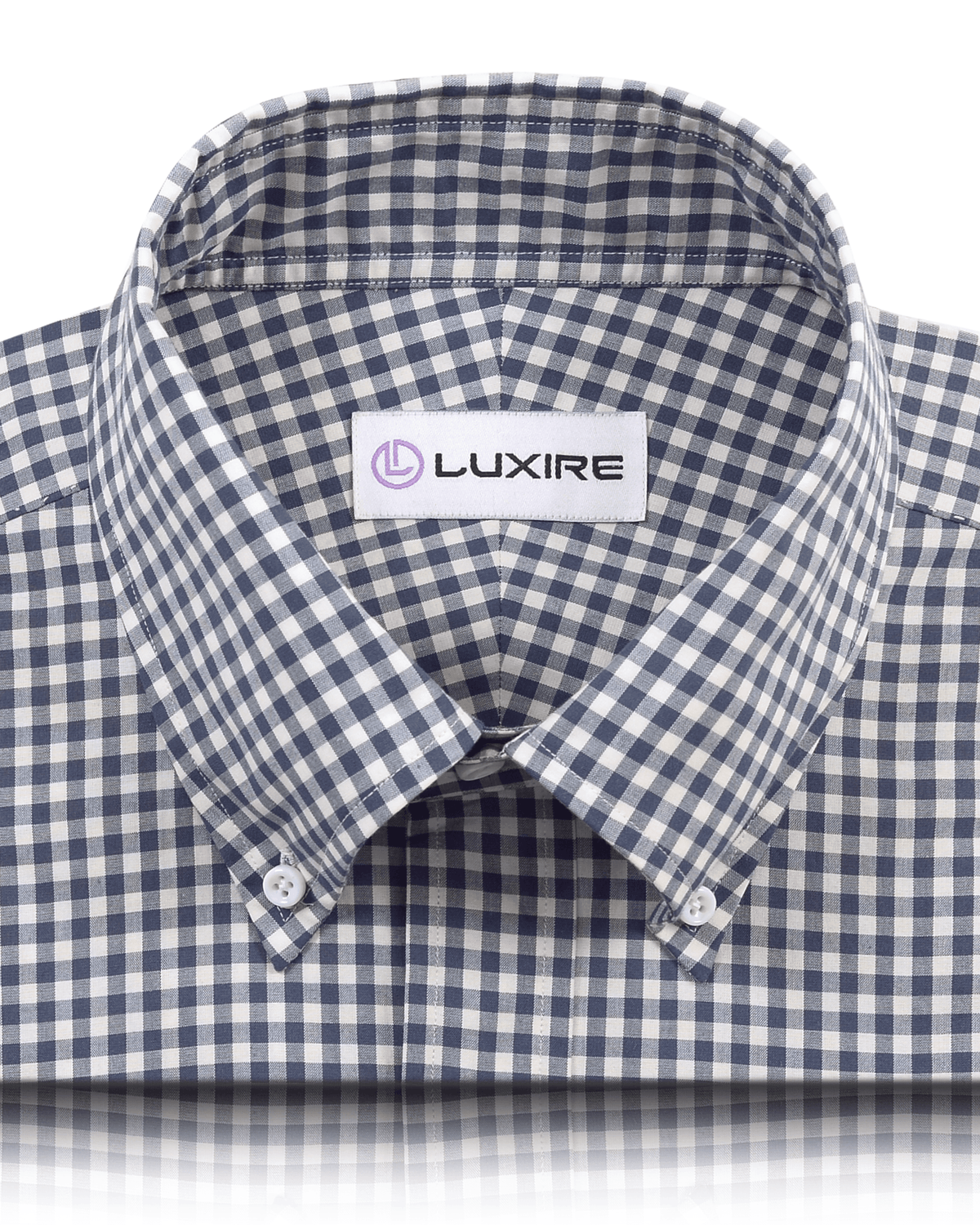 Faded Dark Navy Gingham On White Shirt - 2