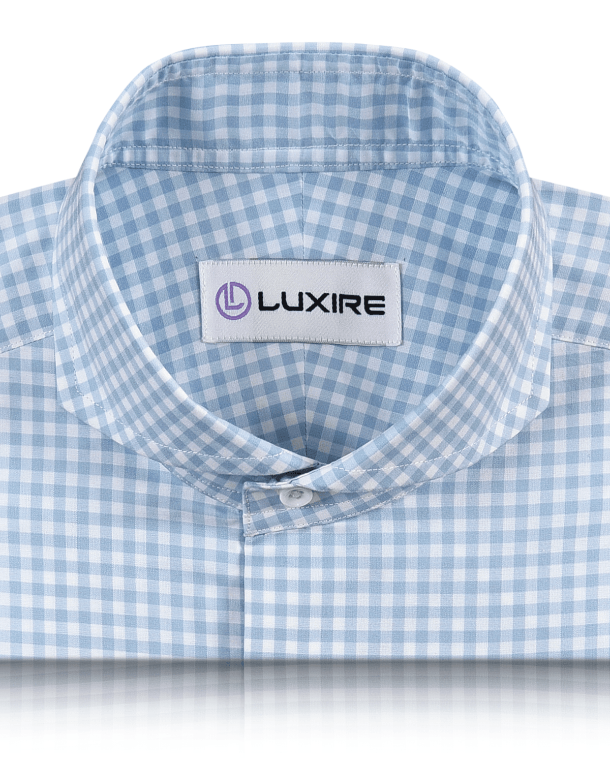 Soft Light Baby Blue Mini Gingham Shirt - 2