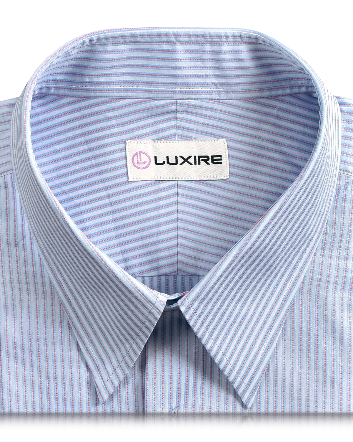 Pink Blue Satin Stripes on Pale Blue Shirt - 2