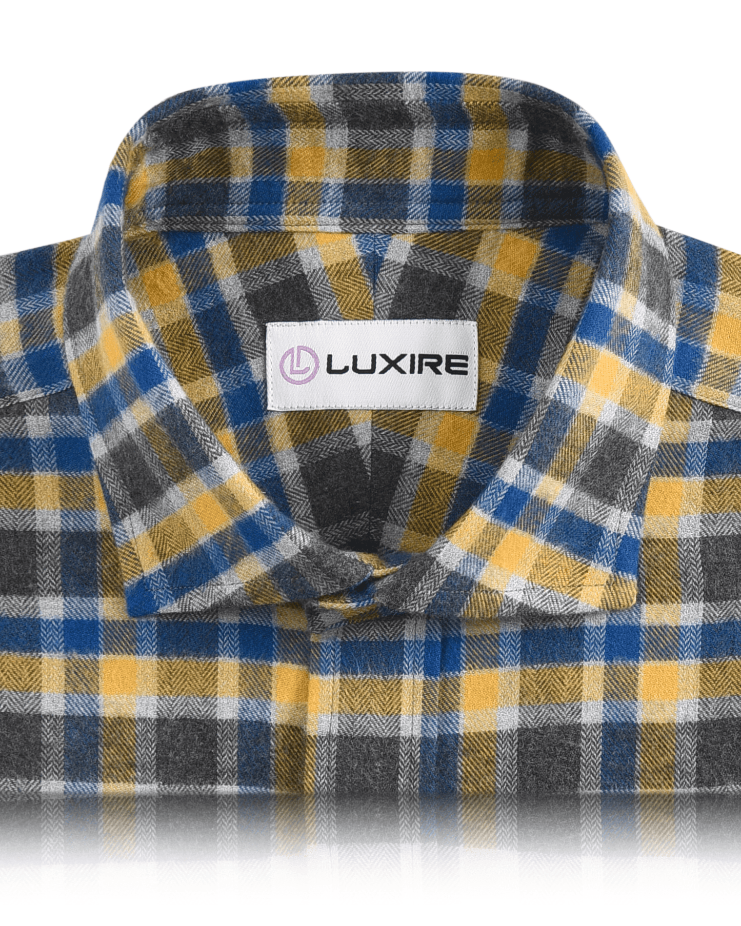 Flannel: Yellow Blue Grey Herringbone Checks