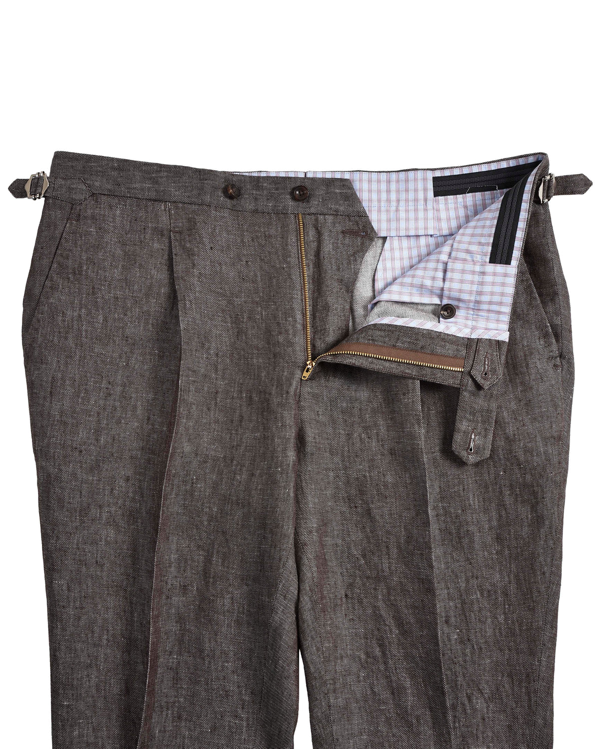 Solbiati Coffee Brown Linen Dress Pant - 4