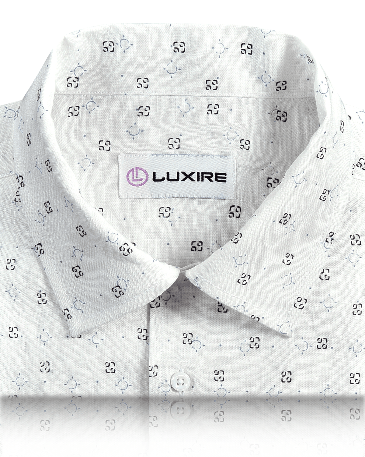 Linen: Blue Navy Printed Geometric - 2