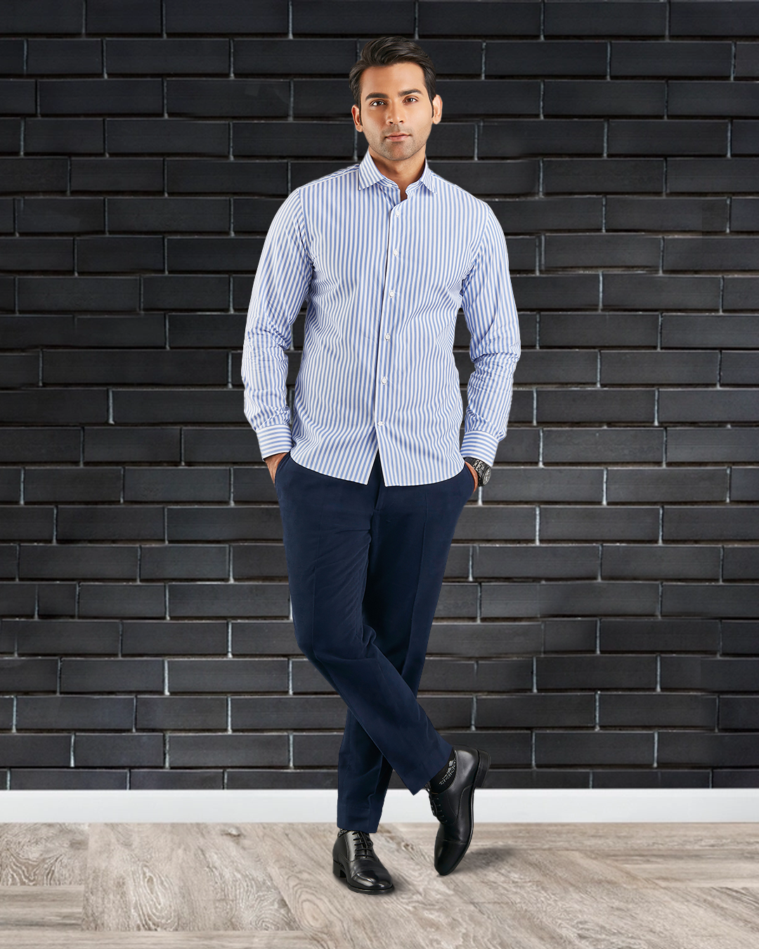 Brembana Blue White Bengal Stripes Shirt - 3