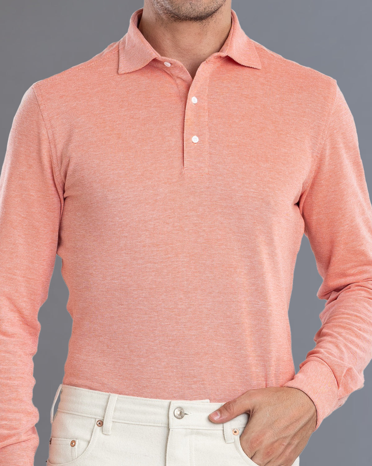 Orange White Heather Polo T-Shirt - 1