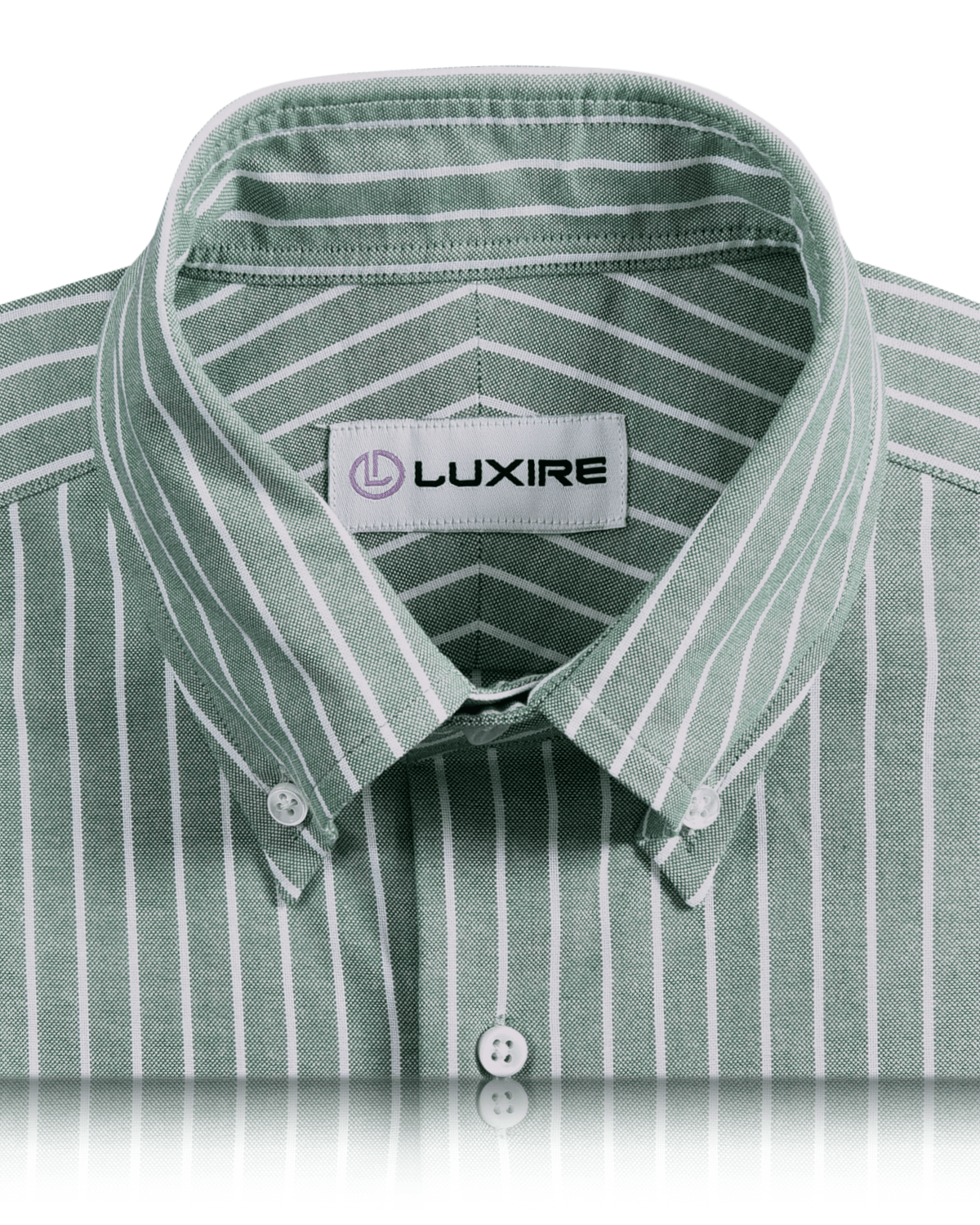 White Stripes On Fern Green Oxford Shirt - 2