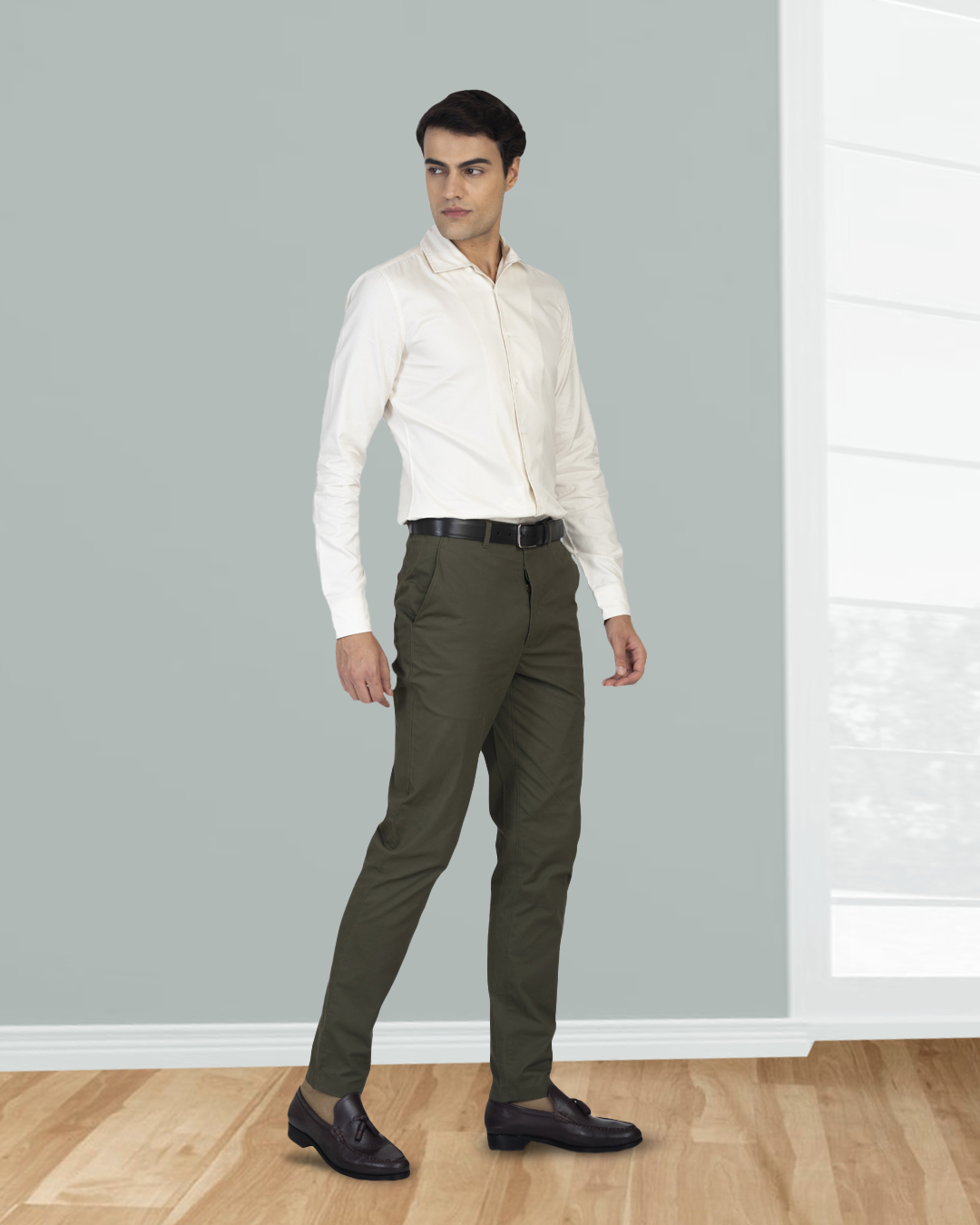 Ecru Herringbone Self Stripes - 5