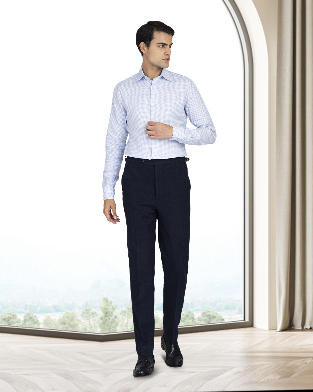 Navy Wool Flannel Pant - 4