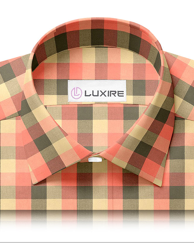 Orange Olive Tan Windowpane Twill Flannel Work Shirt - 2