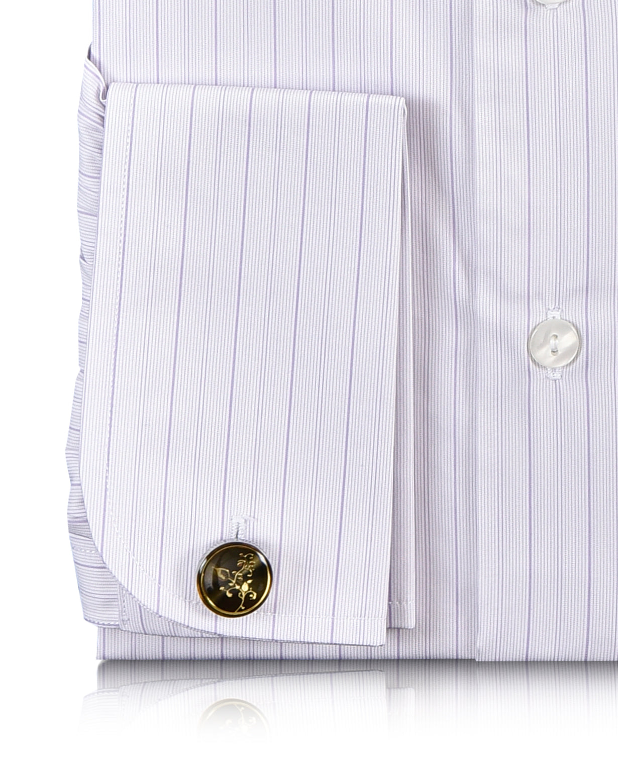 A Touch of Silk:Purple Pin Stripes on White: Natural Wrinkle Free