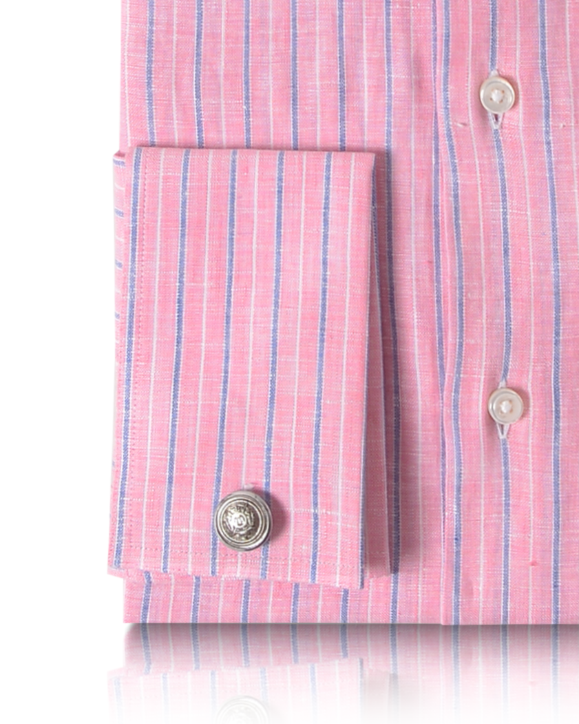 Pink Blue Tape Stripes Linen