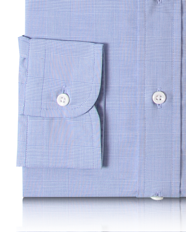 Glen Plaid Blue on White Shirt