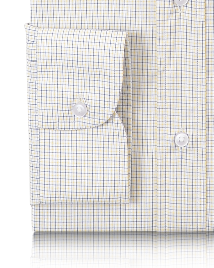 Blue Yellow Tattersall Checks On White Shirt