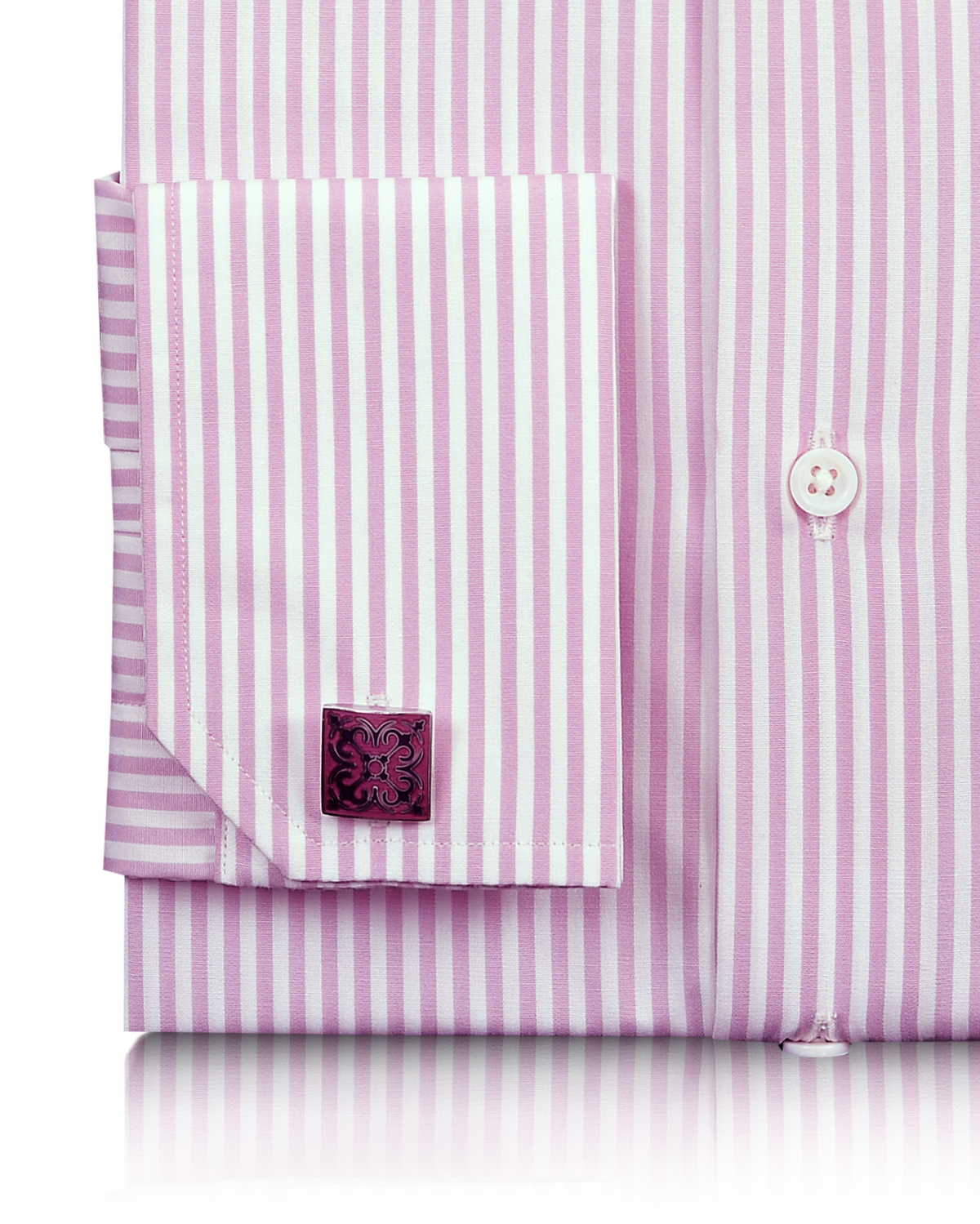 Pink Dress Stripes On White Shirt - 3
