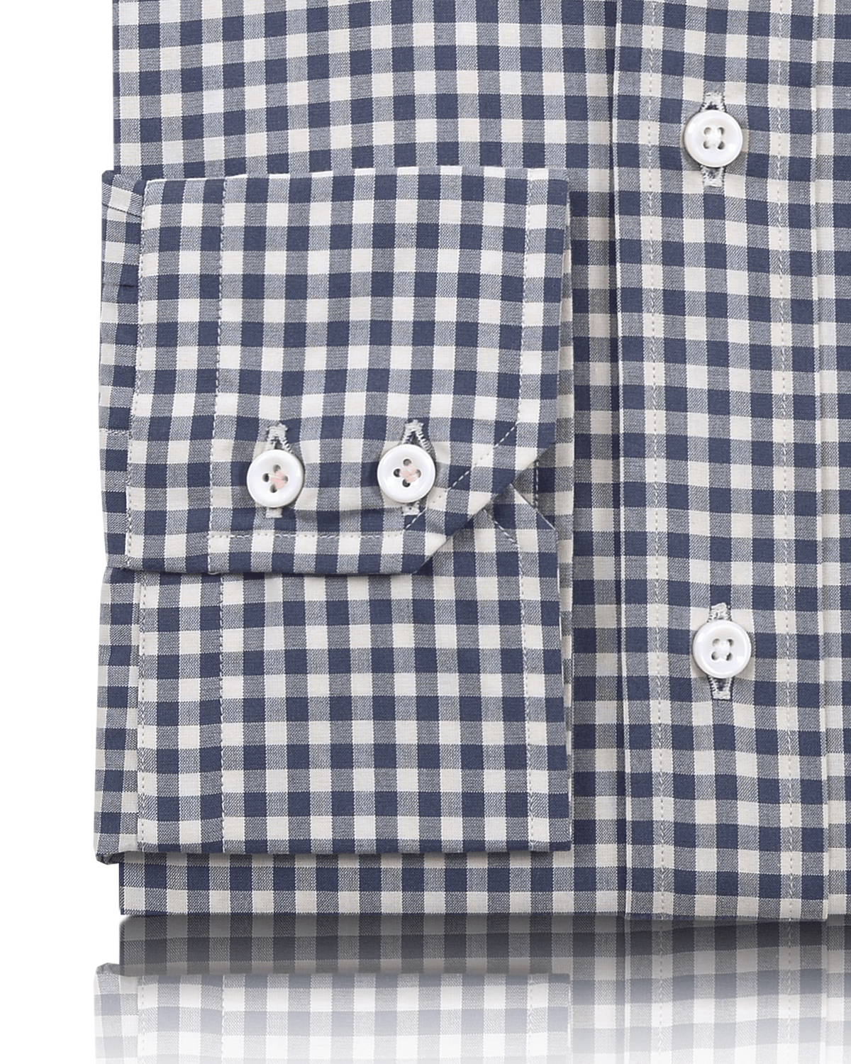Faded Dark Navy Gingham On White Shirt - 3