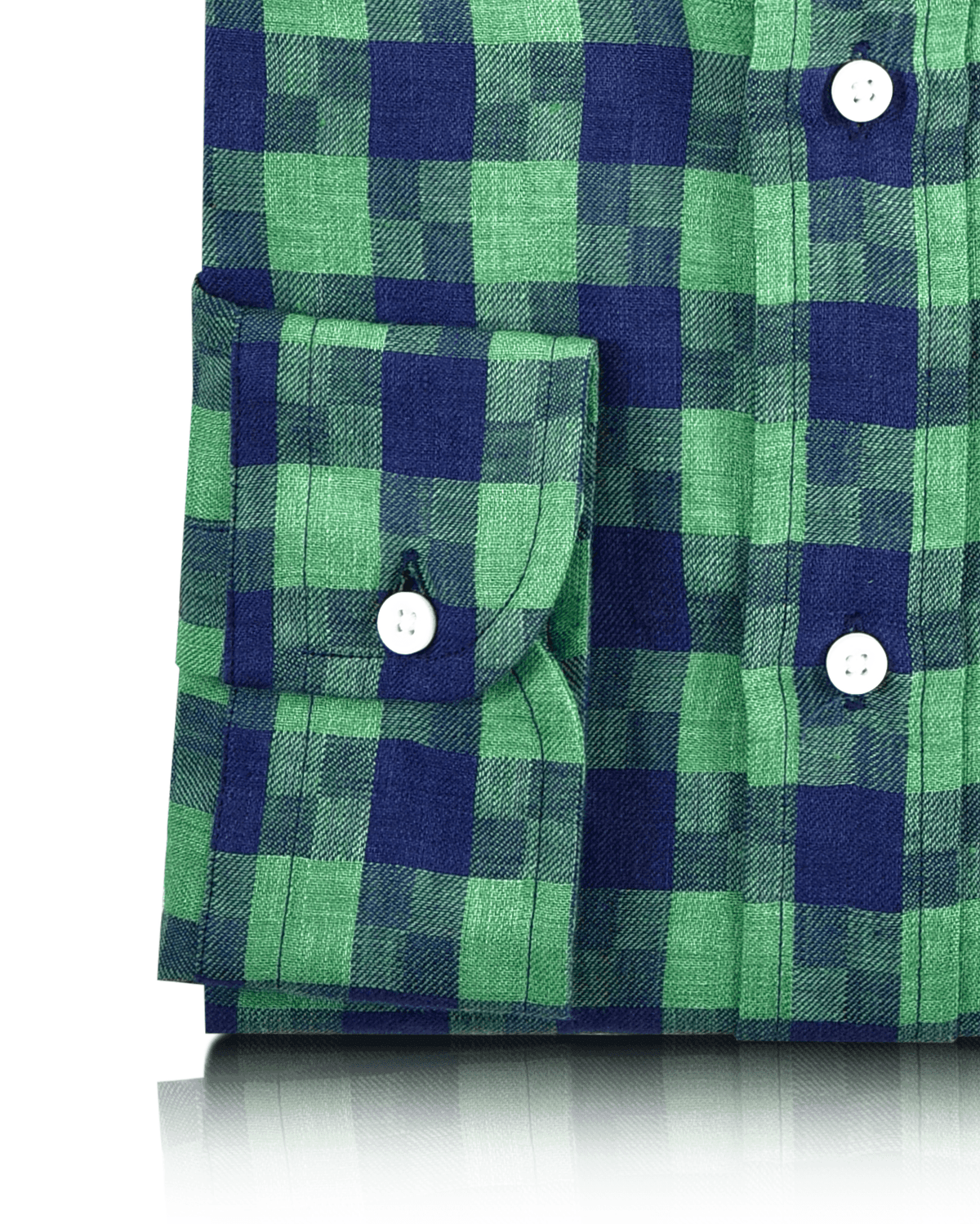 Linen: Indigo Blue Green Madras Gingham - 3