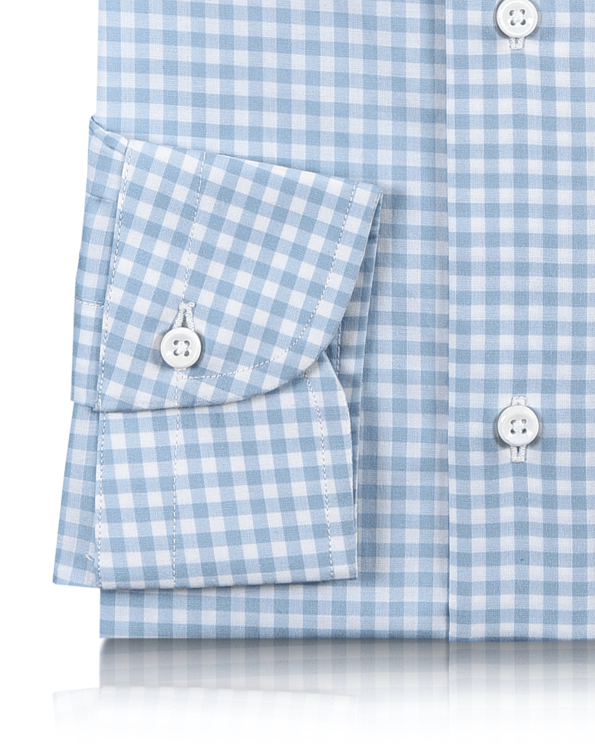 Soft Light Baby Blue Mini Gingham Shirt - 3